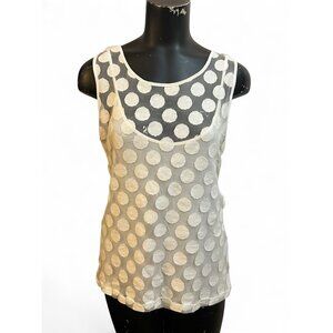 Banana Republic Polka Dot Mesh Sleeveless Overlay Top Medium Size Medium